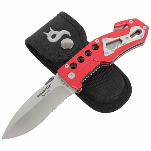 Nóż składany ratowniczy BlackFox Aluminium Red Rescue Folder (BF-117)-4